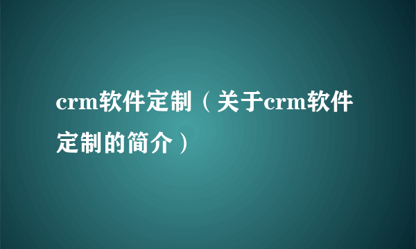 crm软件定制（关于crm软件定制的简介）