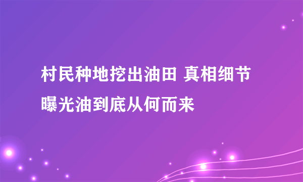 村民种地挖出油田 真相细节曝光油到底从何而来