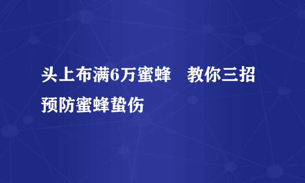 头上布满6万蜜蜂   教你三招预防蜜蜂蛰伤