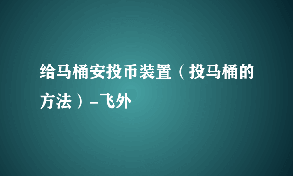 给马桶安投币装置（投马桶的方法）-飞外