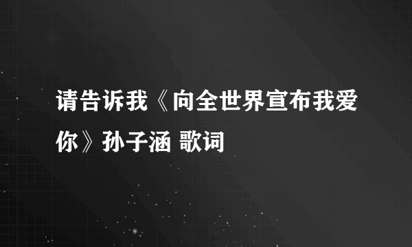 请告诉我《向全世界宣布我爱你》孙子涵 歌词