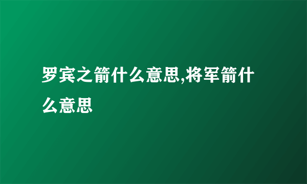 罗宾之箭什么意思,将军箭什么意思