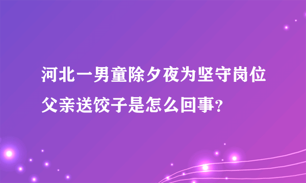 河北一男童除夕夜为坚守岗位父亲送饺子是怎么回事？