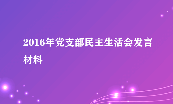 2016年党支部民主生活会发言材料