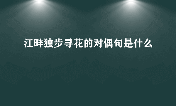 江畔独步寻花的对偶句是什么