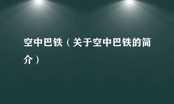 空中巴铁（关于空中巴铁的简介）