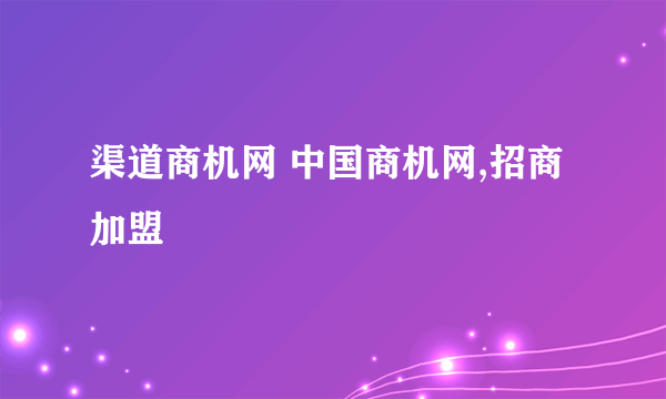 渠道商机网 中国商机网,招商加盟