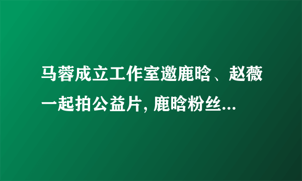 马蓉成立工作室邀鹿晗、赵薇一起拍公益片, 鹿晗粉丝纷纷“抱走鹿晗”，对此你怎么看？