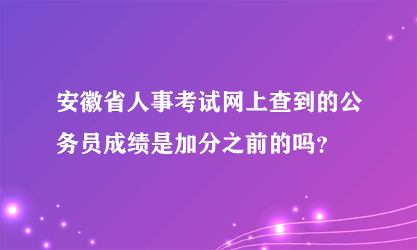 安徽省人事考试网上查到的公务员成绩是加分之前的吗？