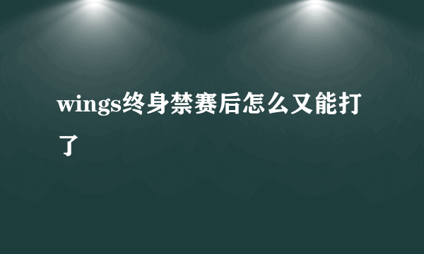 wings终身禁赛后怎么又能打了