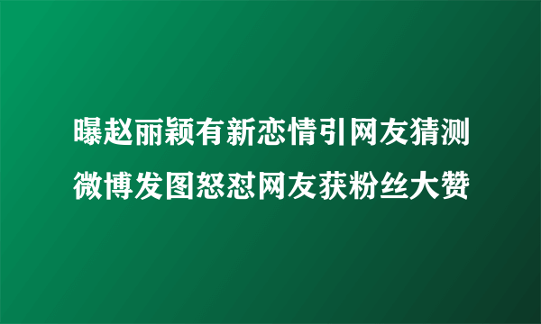 曝赵丽颖有新恋情引网友猜测微博发图怒怼网友获粉丝大赞