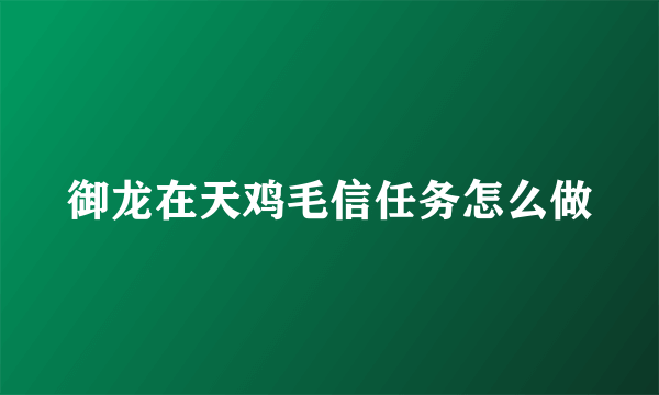 御龙在天鸡毛信任务怎么做