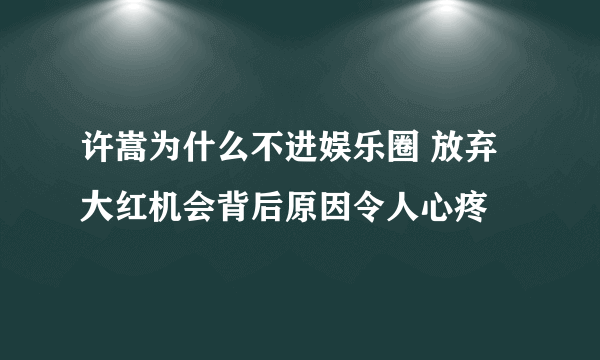 许嵩为什么不进娱乐圈 放弃大红机会背后原因令人心疼