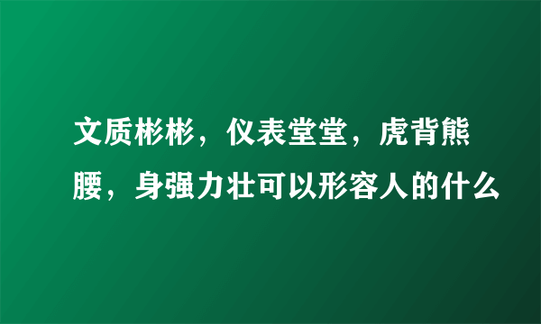 文质彬彬，仪表堂堂，虎背熊腰，身强力壮可以形容人的什么