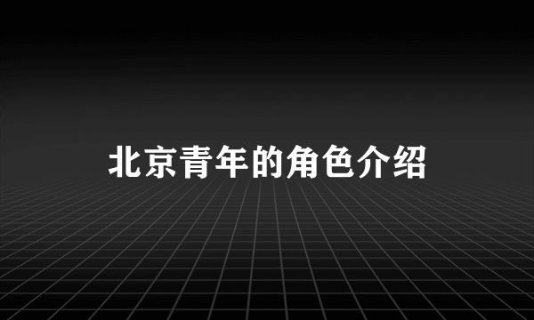 北京青年的角色介绍