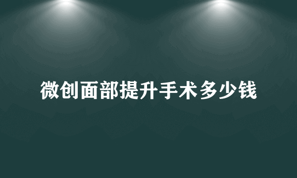 微创面部提升手术多少钱