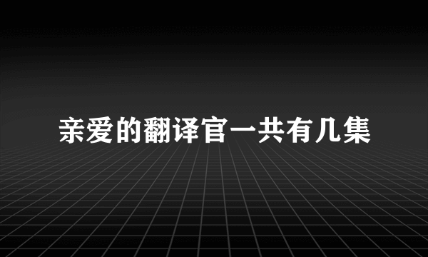 亲爱的翻译官一共有几集