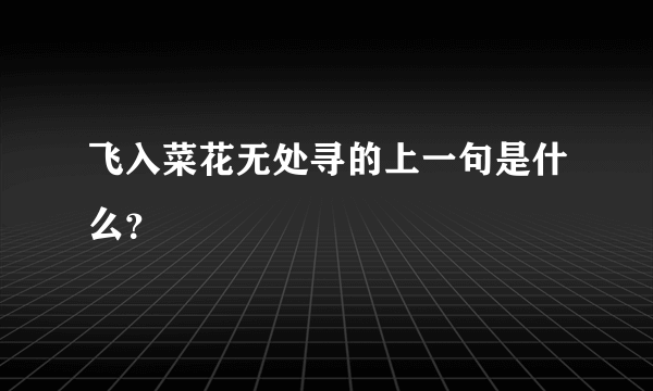 飞入菜花无处寻的上一句是什么？