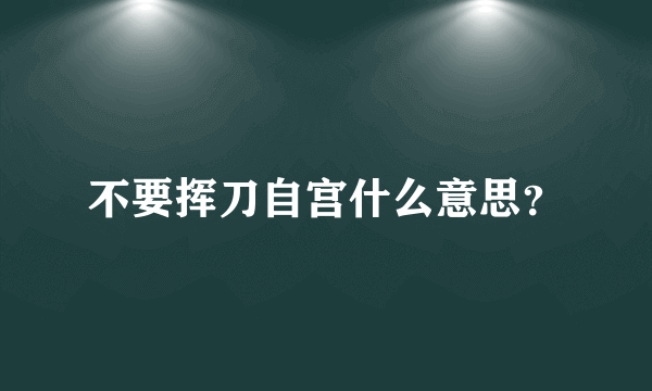 不要挥刀自宫什么意思？