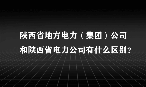 陕西省地方电力（集团）公司和陕西省电力公司有什么区别？