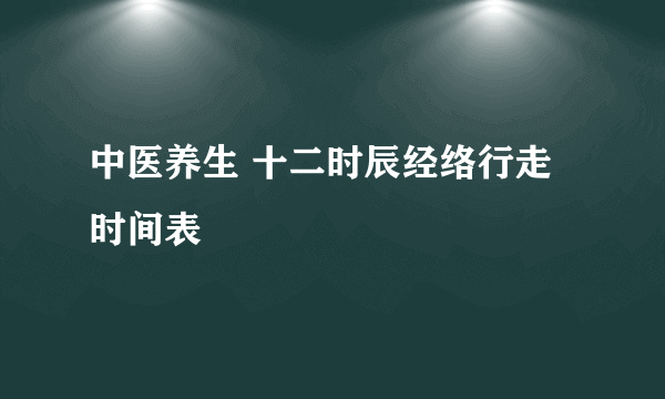 中医养生 十二时辰经络行走时间表