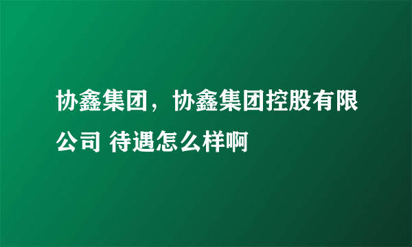 协鑫集团，协鑫集团控股有限公司 待遇怎么样啊