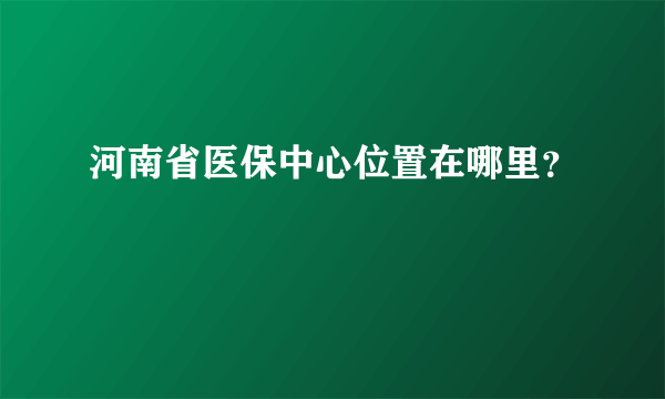 河南省医保中心位置在哪里？