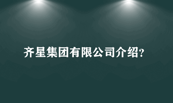 齐星集团有限公司介绍？