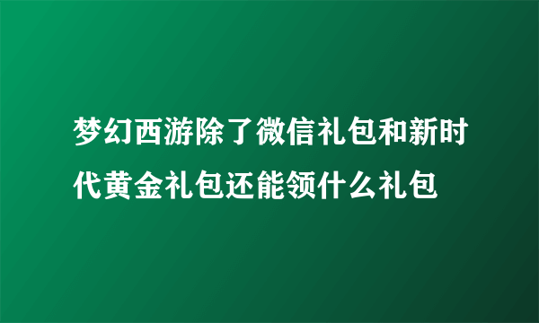 梦幻西游除了微信礼包和新时代黄金礼包还能领什么礼包