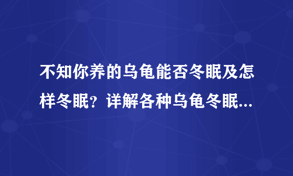 不知你养的乌龟能否冬眠及怎样冬眠？详解各种乌龟冬眠方法优缺点