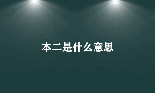 本二是什么意思