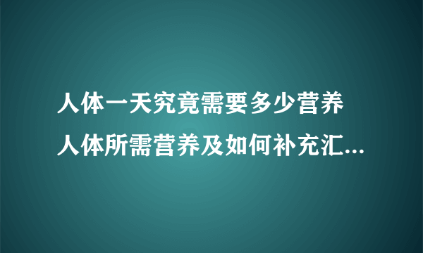 人体一天究竟需要多少营养 人体所需营养及如何补充汇总_人体每日所需营养标准