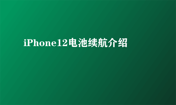 iPhone12电池续航介绍