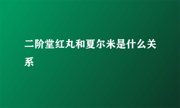 二阶堂红丸和夏尔米是什么关系