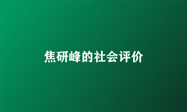 焦研峰的社会评价