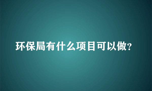 环保局有什么项目可以做？