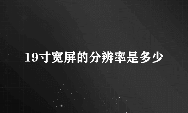 19寸宽屏的分辨率是多少