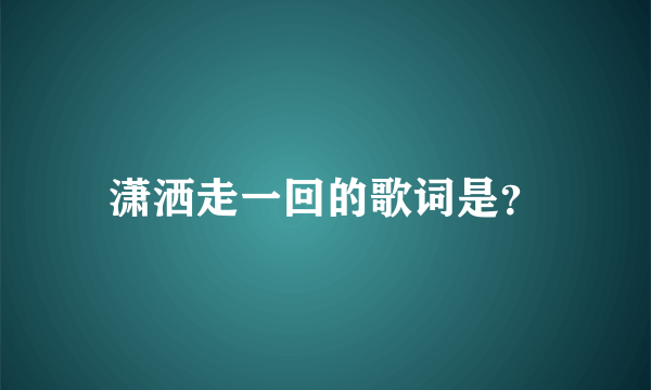 潇洒走一回的歌词是？