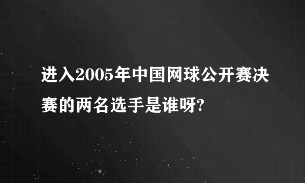 进入2005年中国网球公开赛决赛的两名选手是谁呀?