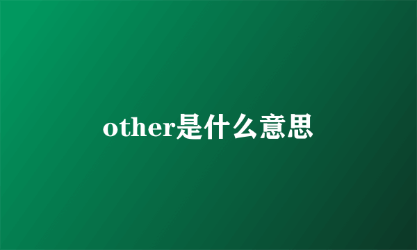 other是什么意思