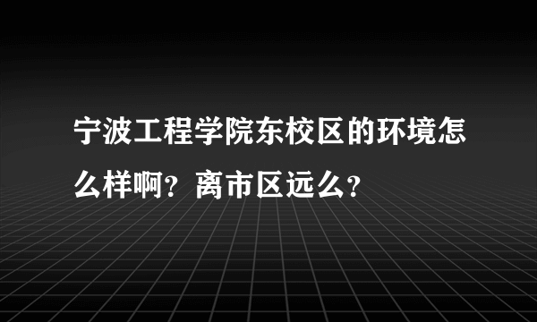 宁波工程学院东校区的环境怎么样啊？离市区远么？