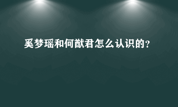 奚梦瑶和何猷君怎么认识的？