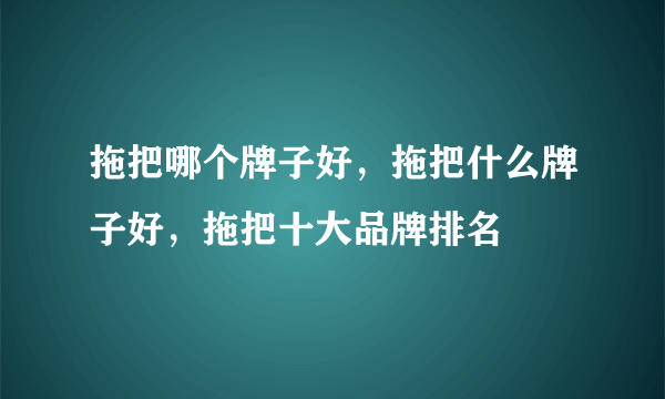 拖把哪个牌子好，拖把什么牌子好，拖把十大品牌排名