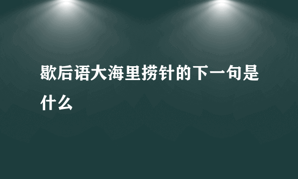 歇后语大海里捞针的下一句是什么