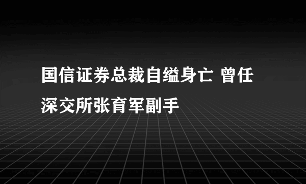 国信证券总裁自缢身亡 曾任深交所张育军副手