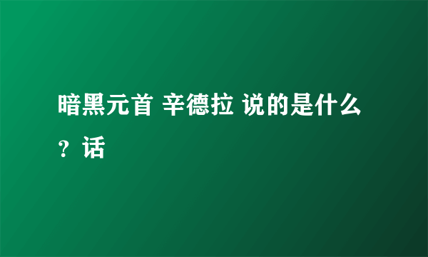 暗黑元首 辛德拉 说的是什么？话