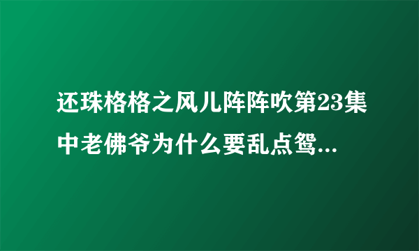 还珠格格之风儿阵阵吹第23集中老佛爷为什么要乱点鸳鸯谱？？？？？