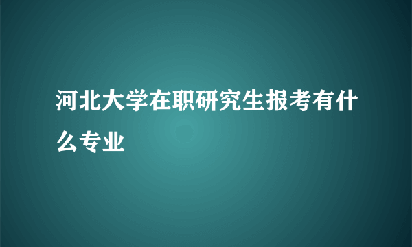 河北大学在职研究生报考有什么专业