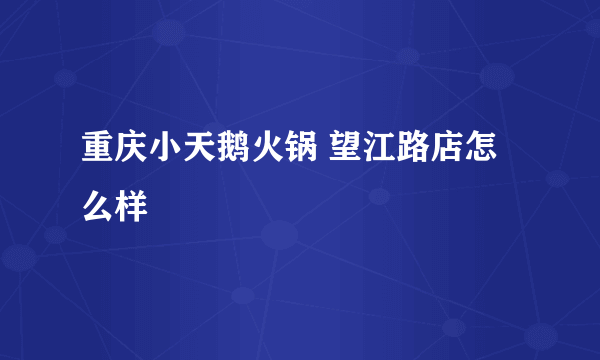 重庆小天鹅火锅 望江路店怎么样