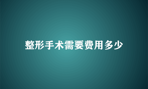 整形手术需要费用多少